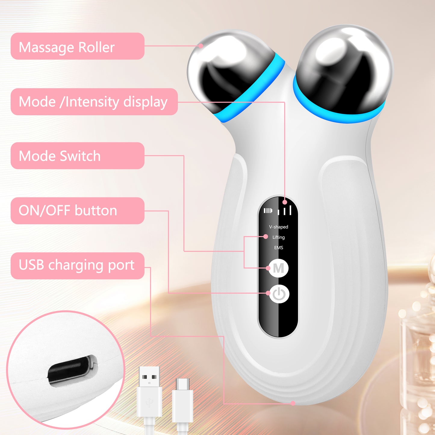 Lift Glow™ Microcurrent Facial Device – Skin Tightening & Sculpting Tool