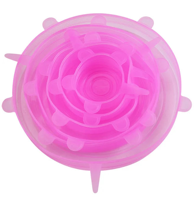6-Piece Silicone Food Storage Lids - Reusable Airtight Stretch Covers for Kitchen