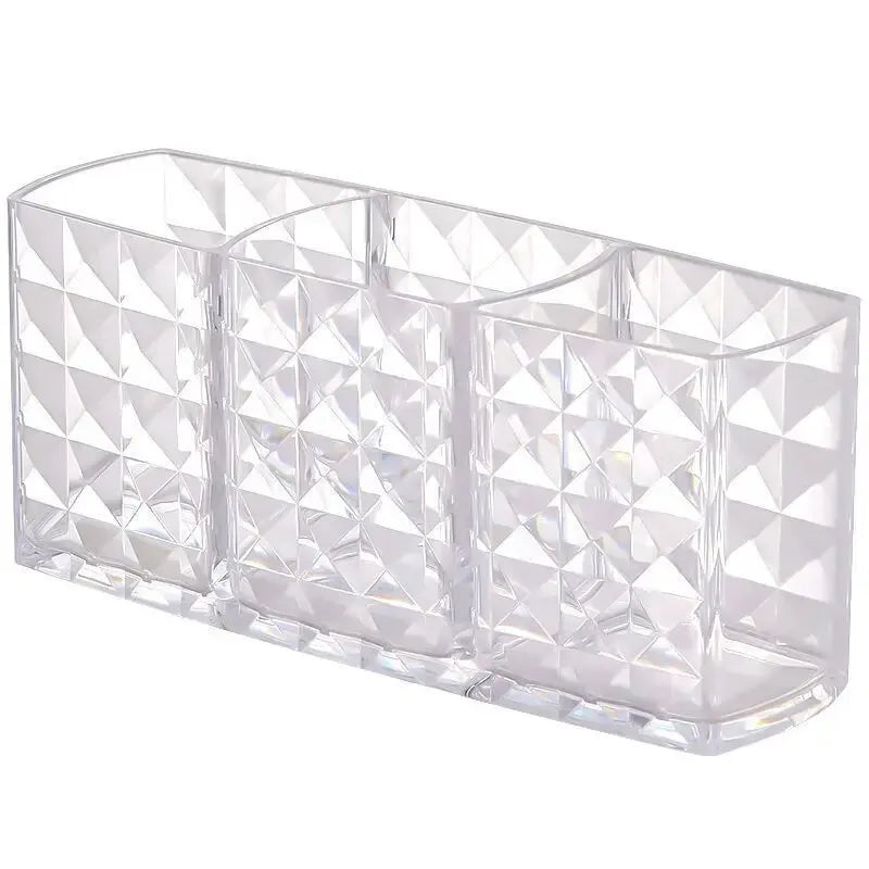 Diamond Pattern Mirror Storage Box - Bathroom Cosmetics & Lipstick Organizer