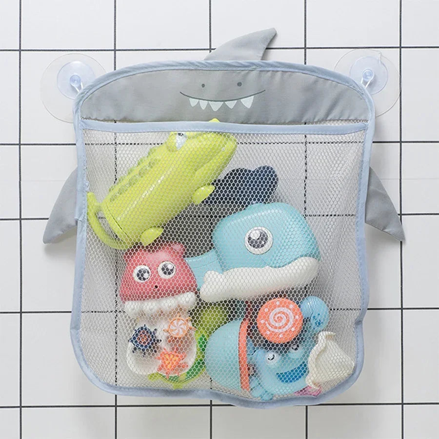 Kids Bath Toy Storage Bag — Waterproof Mesh Hanging Organizer with Cute Animal Prints