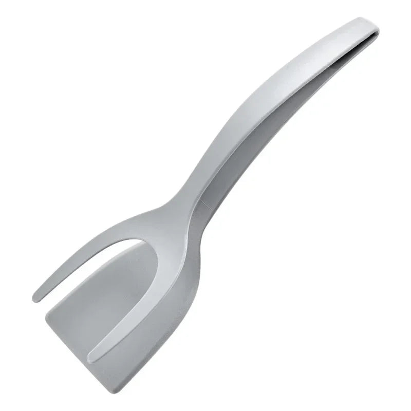 2-in-1 Nylon Flip Tongs with Egg Spatula & Steak Turner - Multi-Function Kitchen Tool