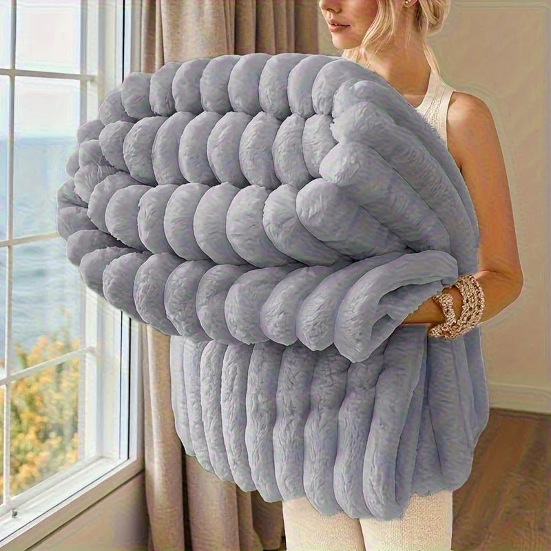 Striped Fleece Throw Blanket — Soft, Warm & Anti-Pilling in 3 Sizes & 7 Colors