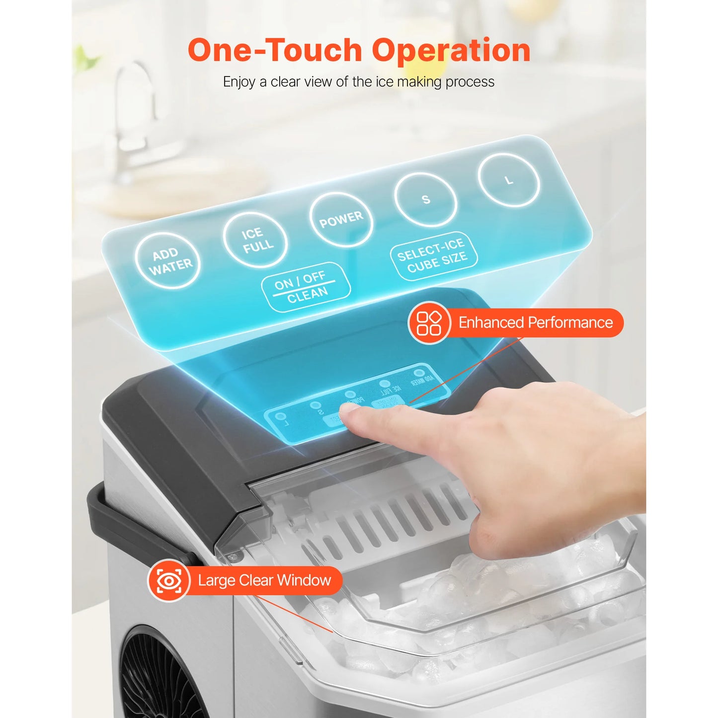 Countertop Ice Maker - 26lbs Daily Capacity with Self-Cleaning Function