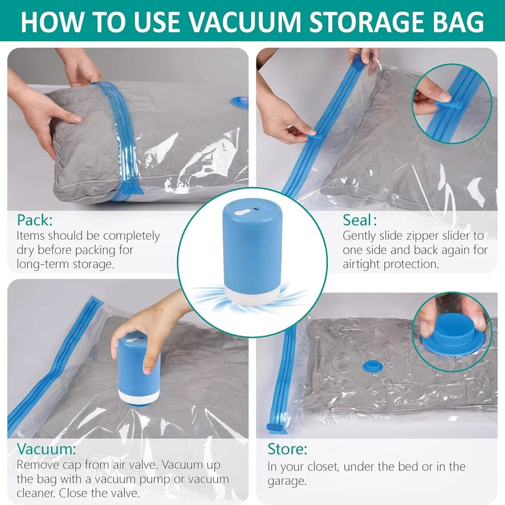 Vacuum Storage Bags with Electric Pump - Increase Storage Space by 80%