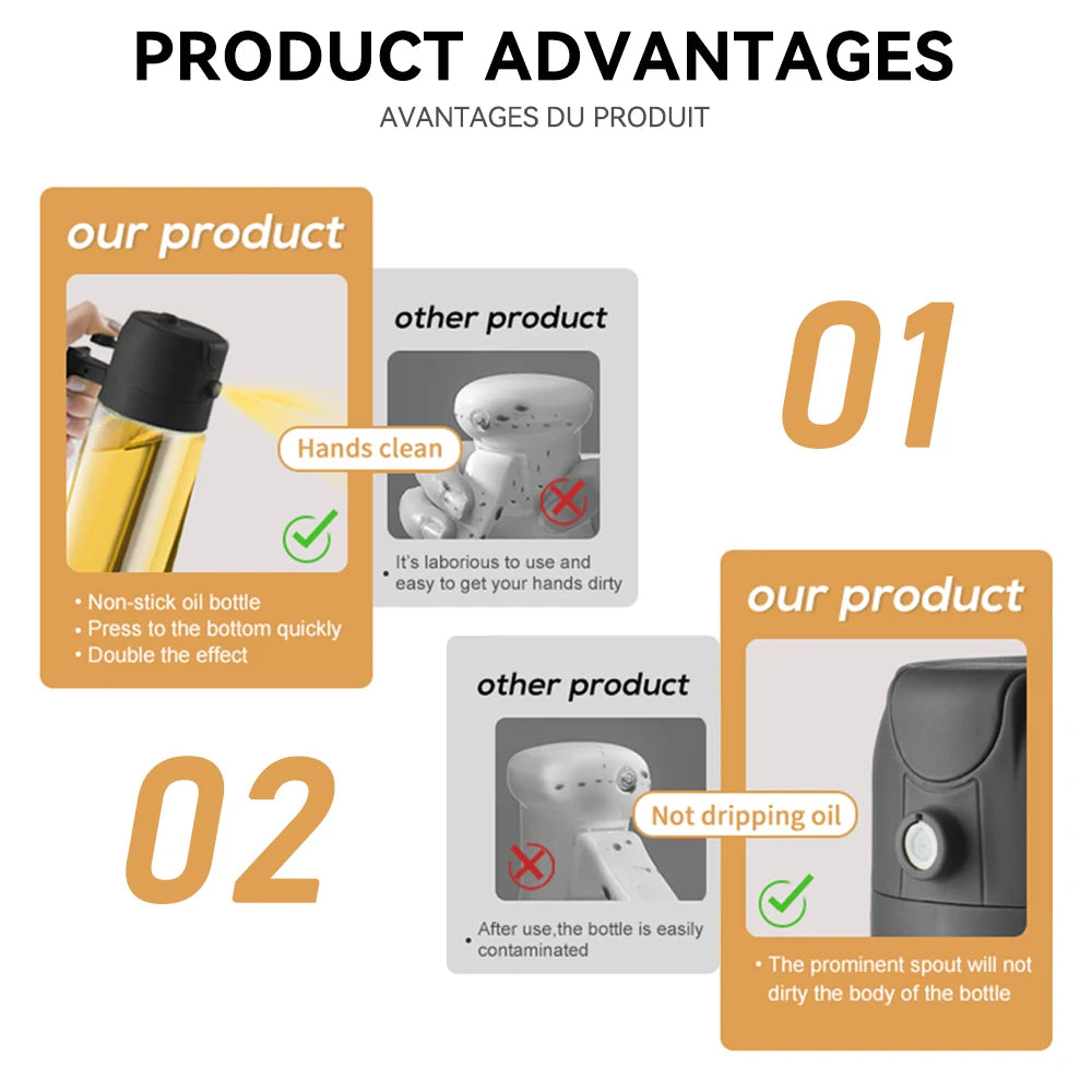 2-in-1 Oil Spray Bottle 500ml - Healthy Cooking Made Easy