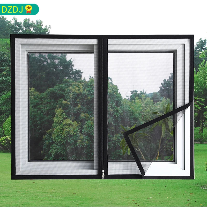 Self-Adhesive Window Mosquito Net with Zipper - Easy Install Bug Screen (Custom Sizes)