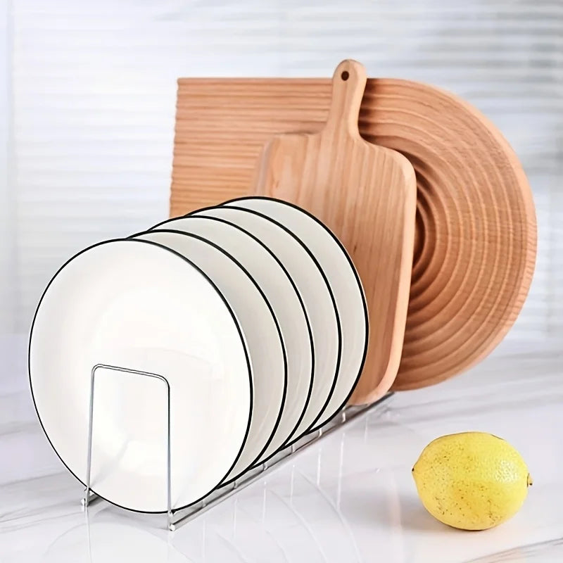 Stainless Steel Dish Rack - Space-Saving Kitchen Organizer for Plates & Utensils