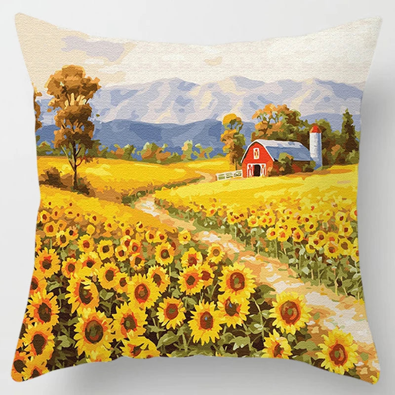 Lavender Pattern Throw Pillow Cover - Decorative Sofa Cushion Case for Living Room & Bedroom