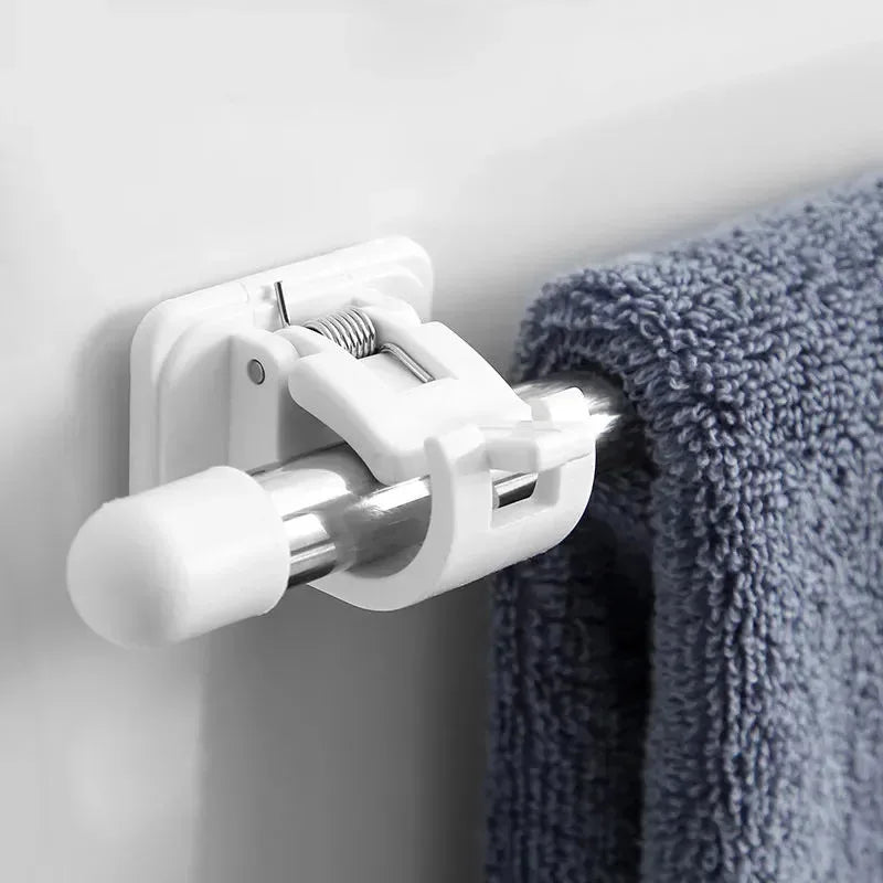 Adjustable Curtain Rod Clips - Self-Adhesive Nail-Free Wall Brackets