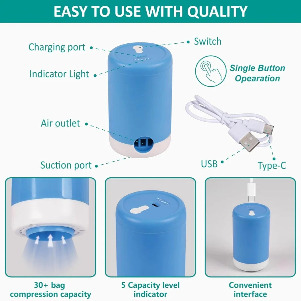 Vacuum Storage Bags with Electric Pump - Increase Storage Space by 80%