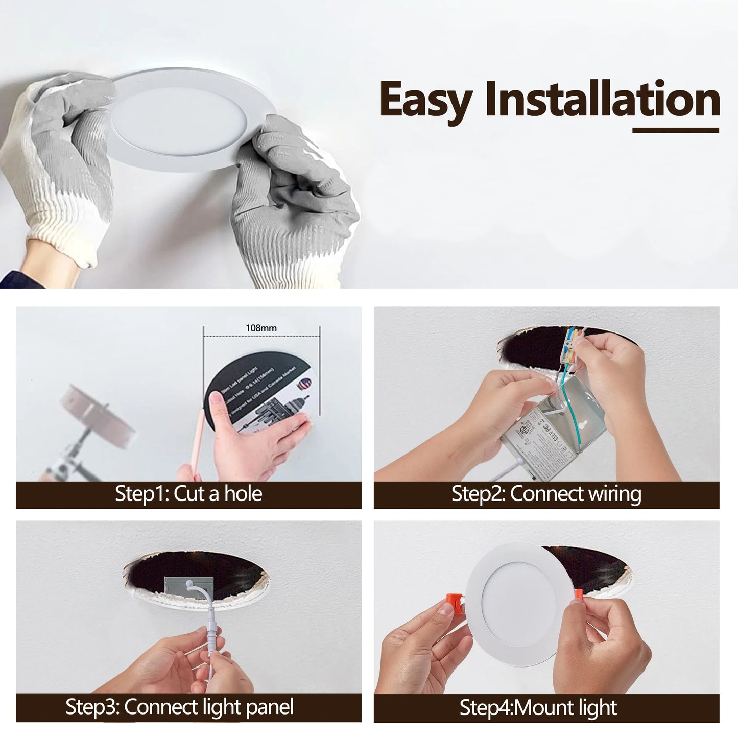 12-Pack Ultra-Thin LED Recessed Lights – Dimmable Downlights with Junction Box