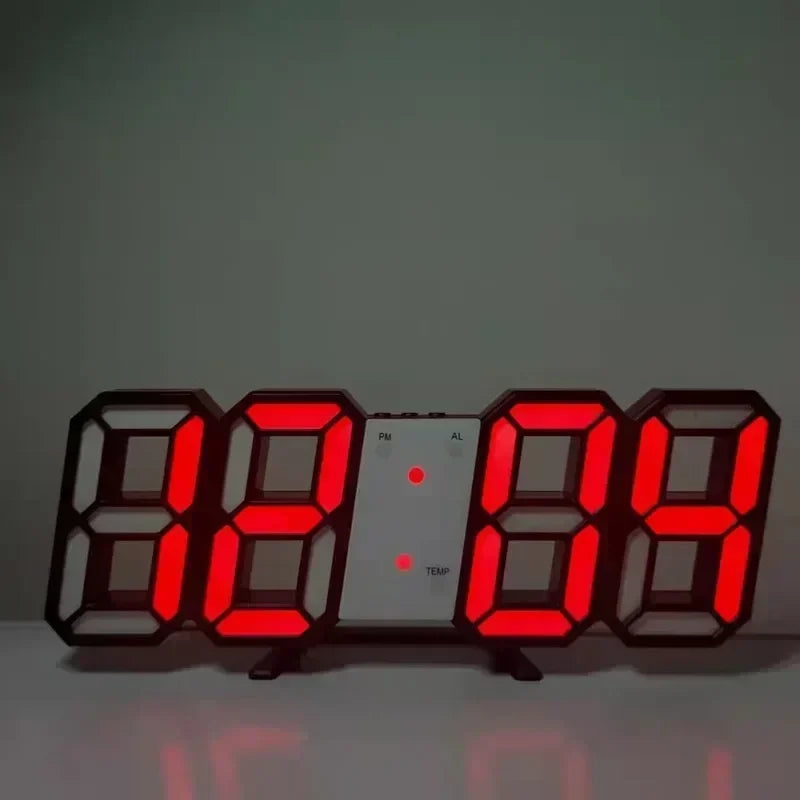 Digital LED Wall Clock - Modern Electronic Display with Alarm for Home & Office