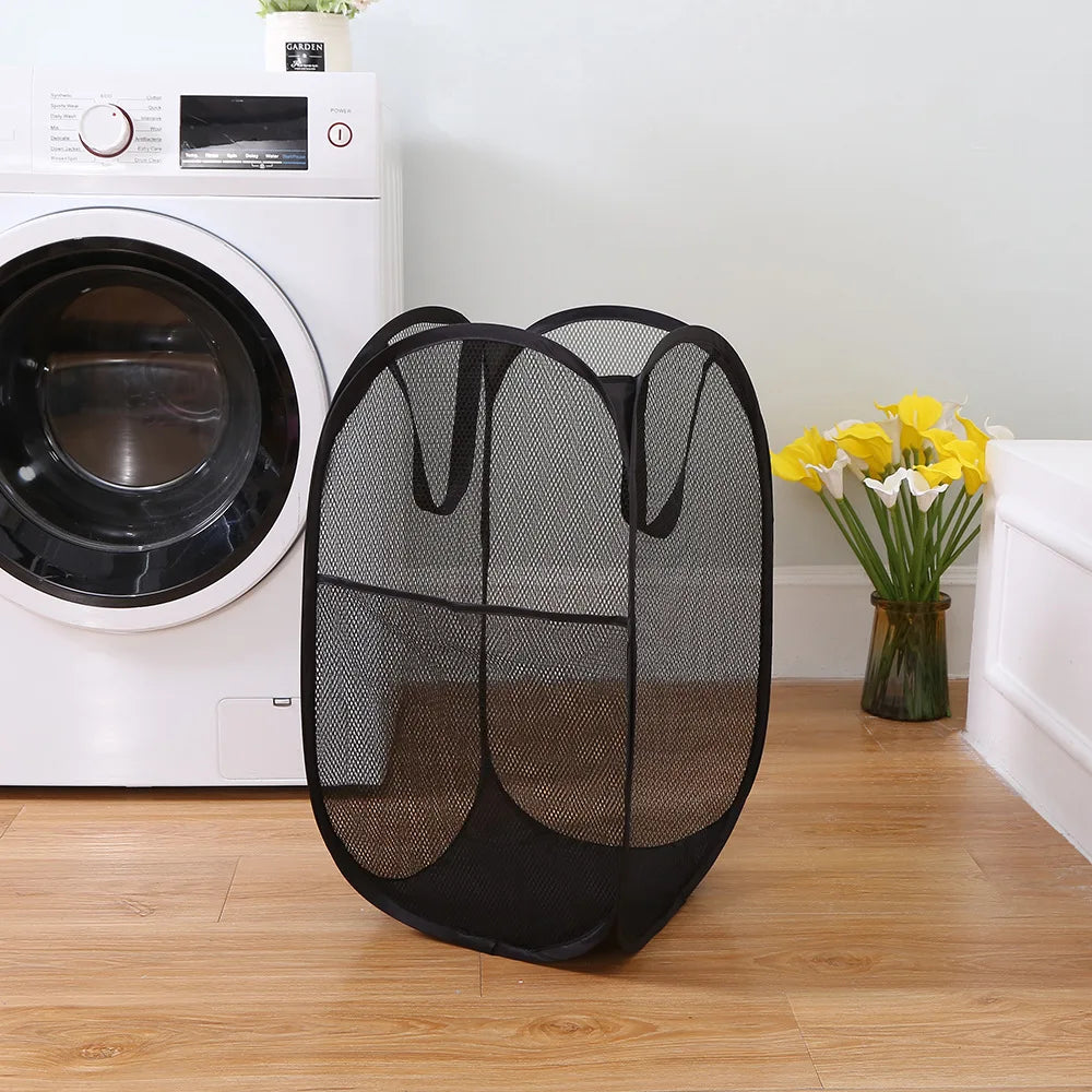 Foldable Laundry Basket - Large Mesh Clothes Hamper with Handles, Portable & Space-Saving