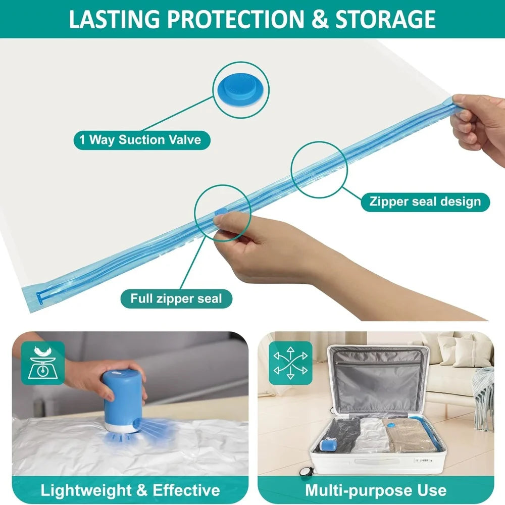 Vacuum Storage Bags with Electric Pump - Increase Storage Space by 80%