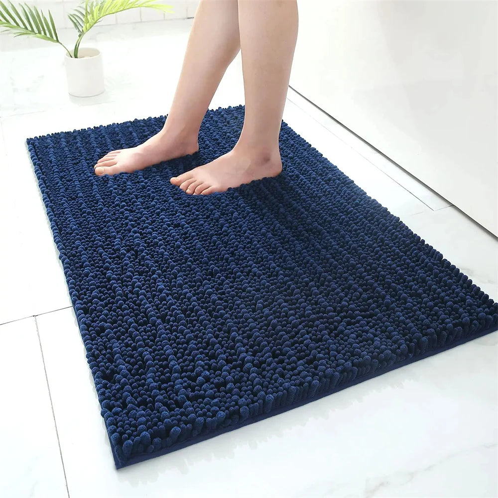 Ultra-Soft Chenille Bathroom Rug - Non-Slip Memory Foam Bath Mat with Anti-Slip Backing