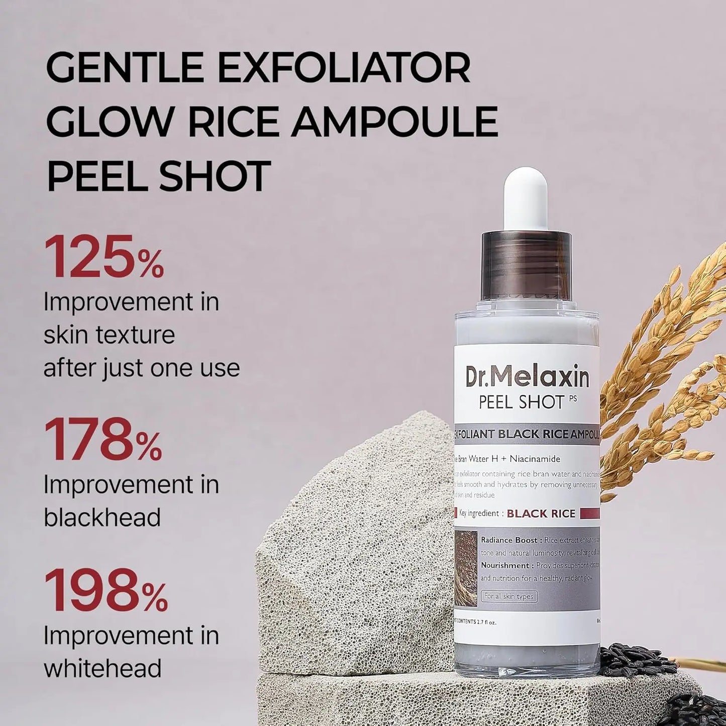 Rice Peeling Ampoule Peel Shot Glow - Gentle Exfoliating Treatment (2-Pack, 80ml Each)