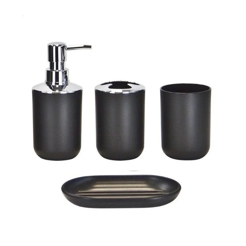Modern Bathroom Essentials Set - 6-Piece Accessories Including Toothbrush Holder, Waste Bin & Soap Dispenser