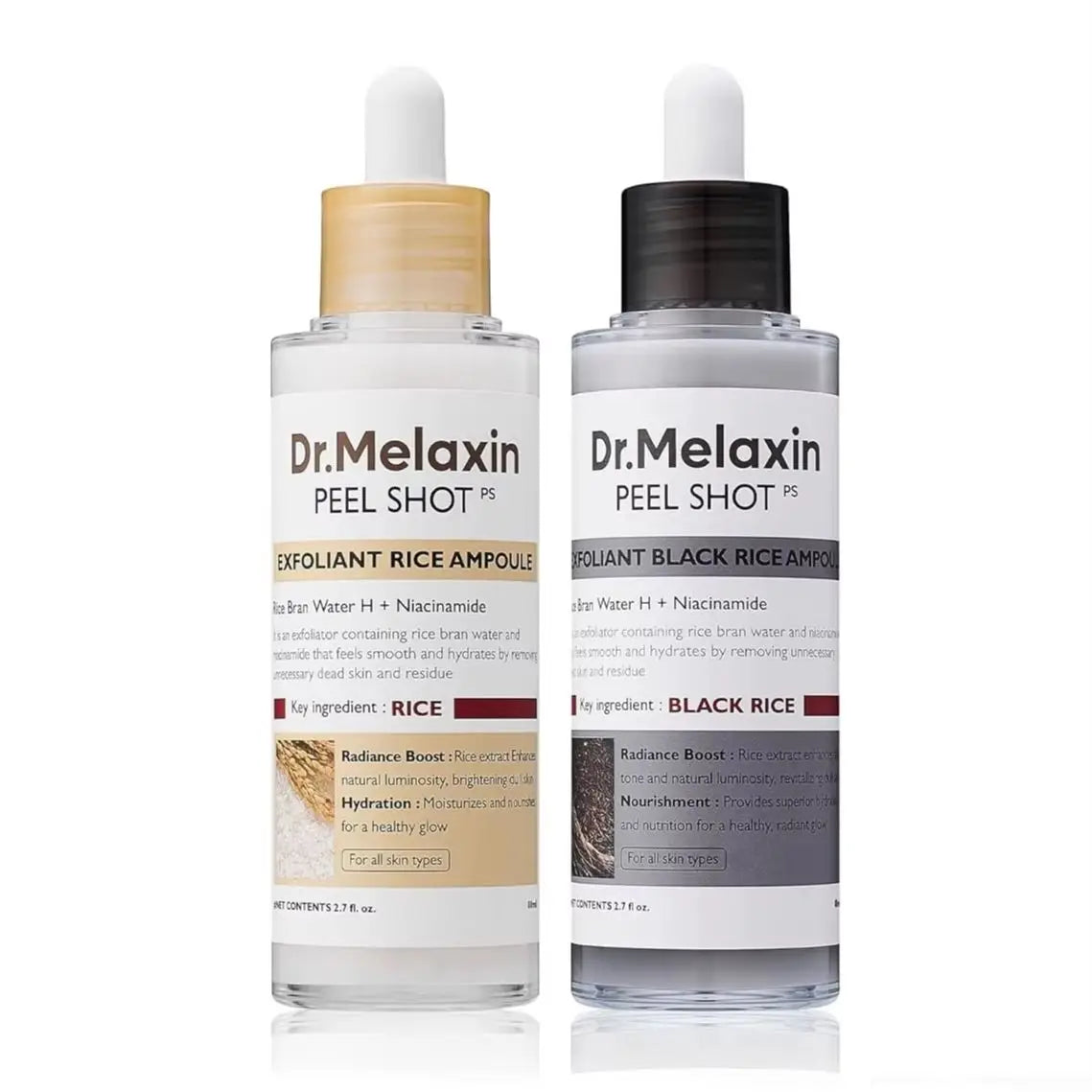 Rice Peeling Ampoule Peel Shot Glow - Gentle Exfoliating Treatment (2-Pack, 80ml Each)
