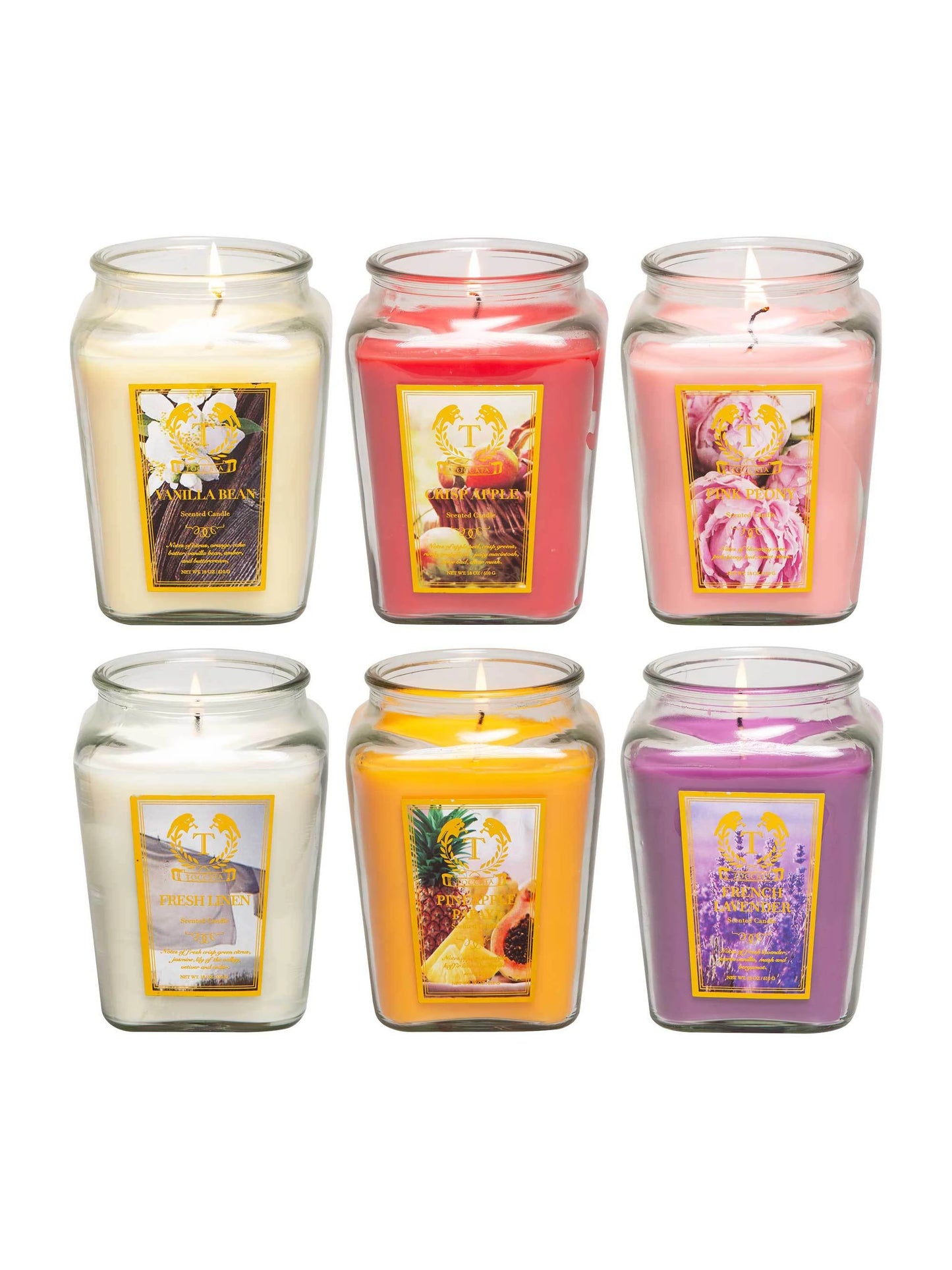 Premium Scented Candles 18oz - Individual or 6-Candle Gift Set