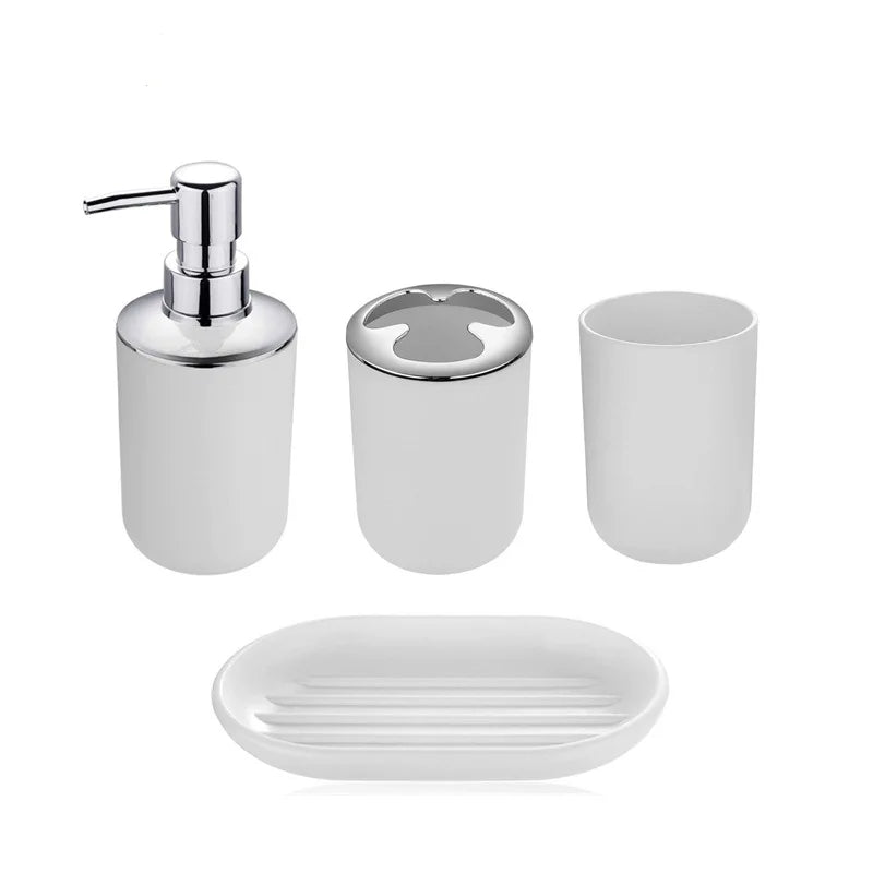 Modern Bathroom Essentials Set - 6-Piece Accessories Including Toothbrush Holder, Waste Bin & Soap Dispenser