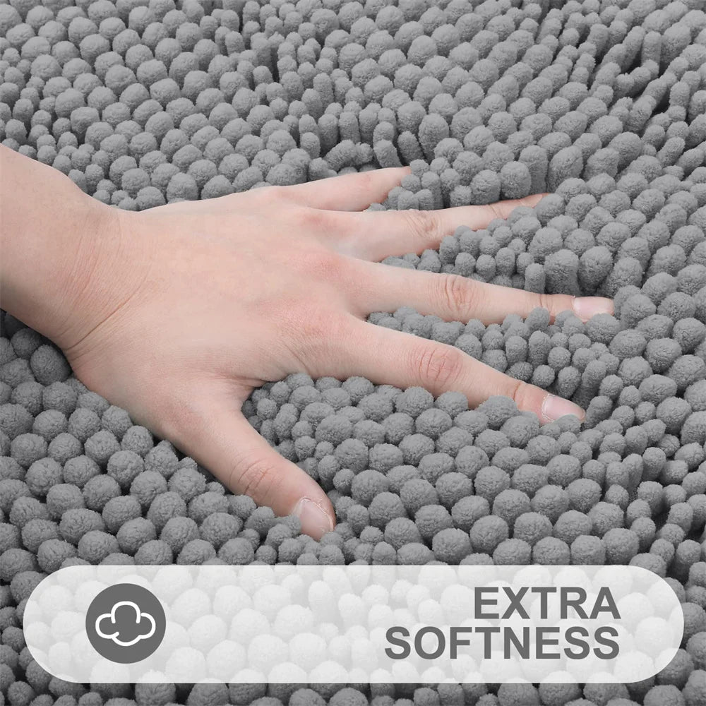 Ultra-Soft Chenille Bathroom Rug - Non-Slip Memory Foam Bath Mat with Anti-Slip Backing