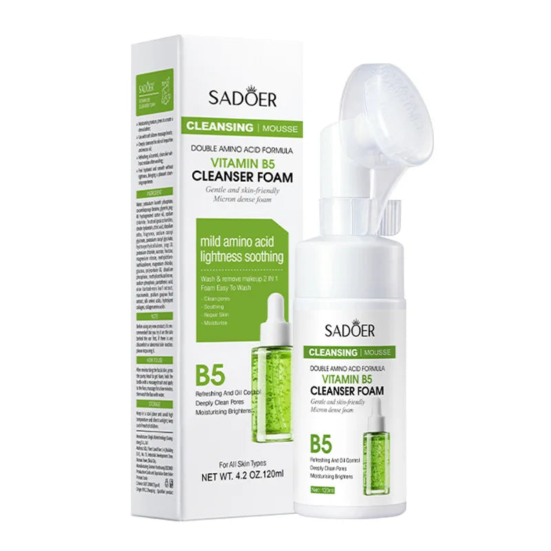 SAODER Q10 Vitamin C Facial Cleanser - Brightening Foam Face Wash for Radiant Skin