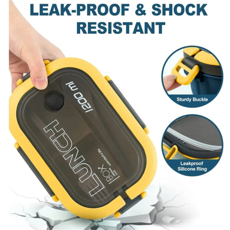 1200ML 2-Layer Bento Lunch Box with Utensils