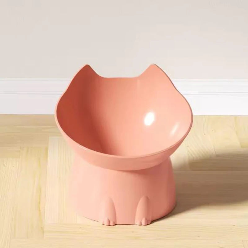 Elevated Cat-Shaped Pet Feeding Bowl – Raised Food & Water Dish for Cats