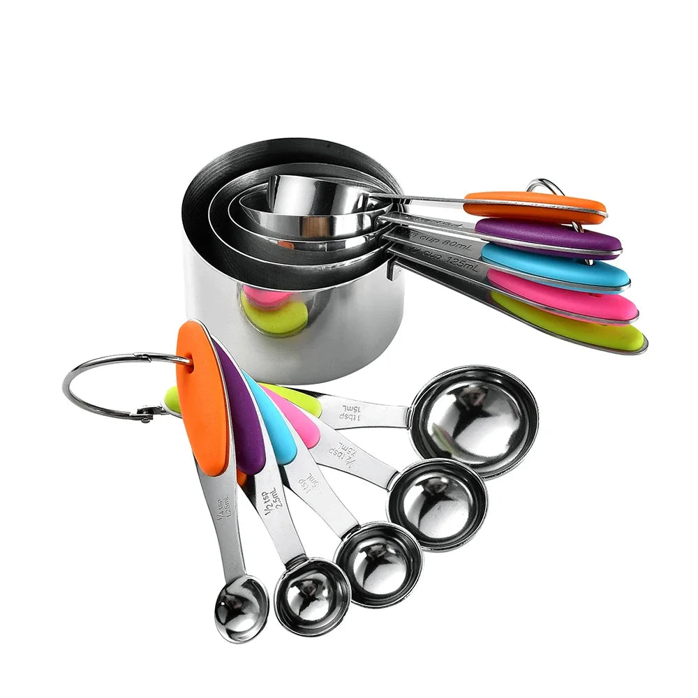 Stainless Steel Measuring Cups & Spoons Set - 10 Piece