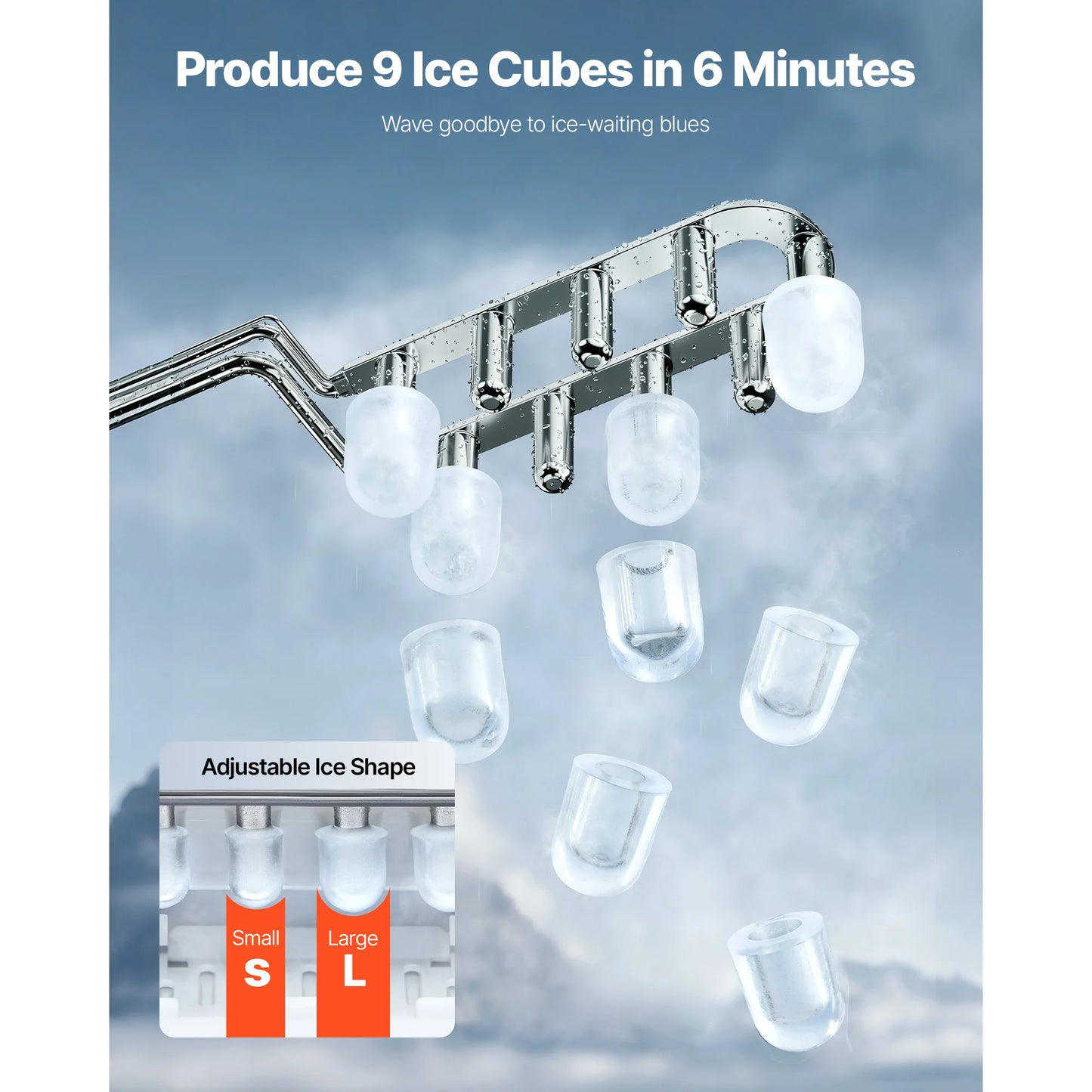 Countertop Ice Maker - 26lbs Daily Capacity with Self-Cleaning Function