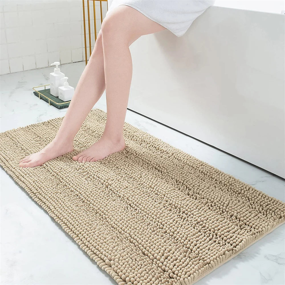Ultra-Soft Chenille Bathroom Rug - Non-Slip Memory Foam Bath Mat with Anti-Slip Backing