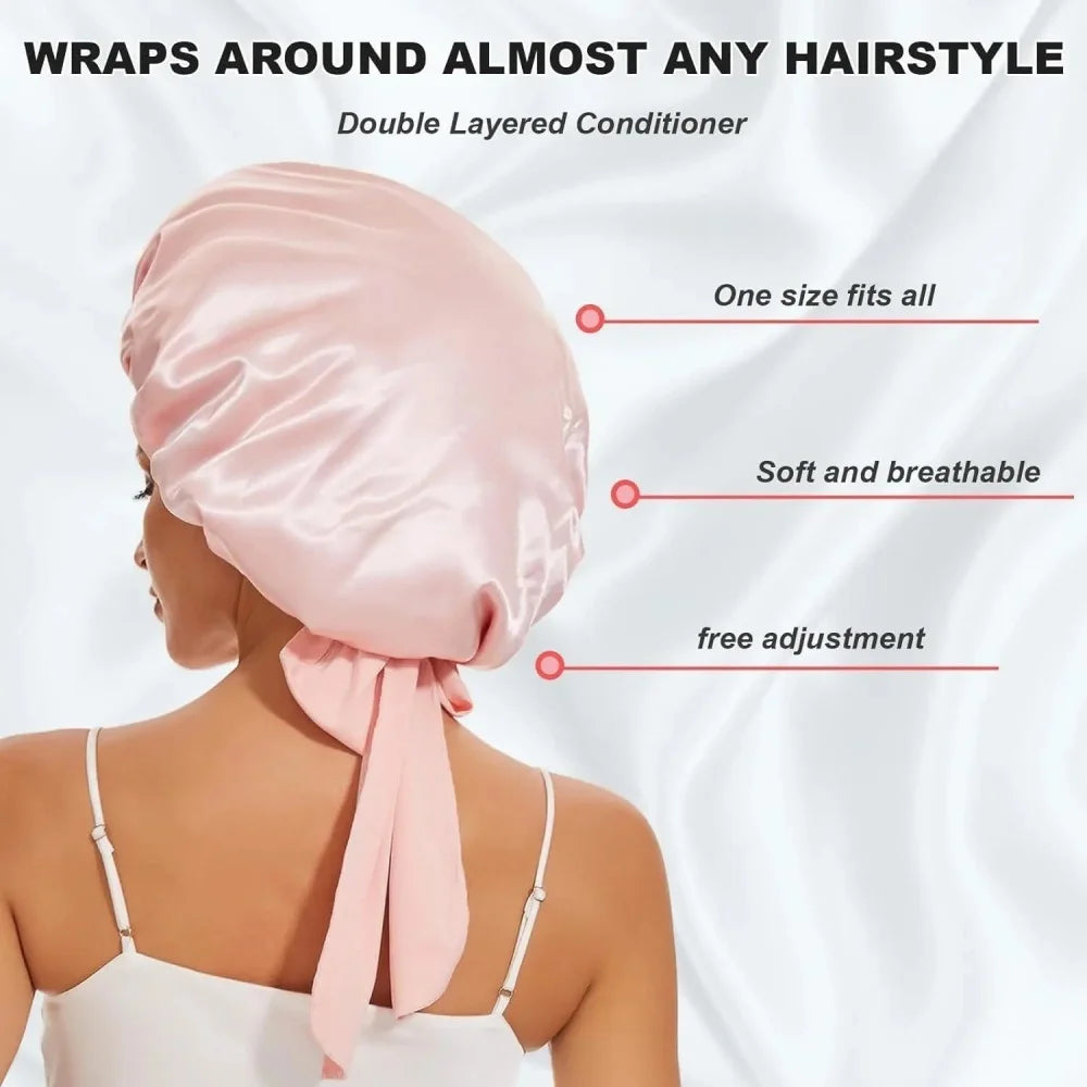 Satin Sleep Bonnet - Silk Hair Cap for Curly & Natural Hair