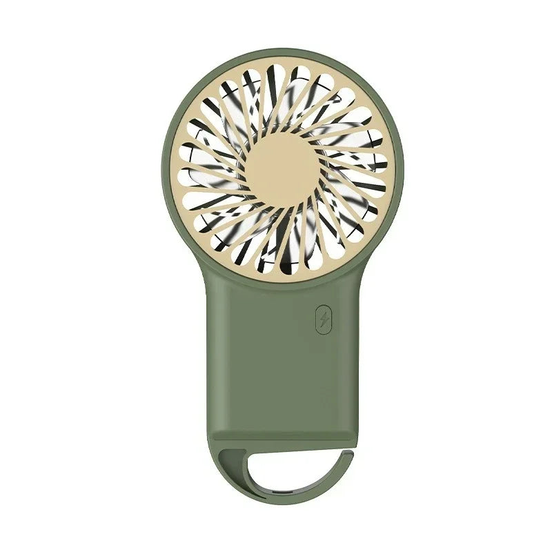 3-in-1 Foldable Mini Fan - Handheld, Desktop & Hook Mount with USB Charging
