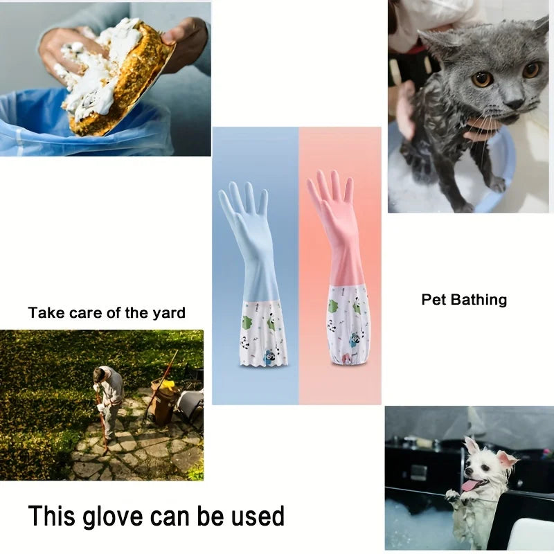 Waterproof Long Sleeve Dishwashing Gloves – Anti-Slip Cleaning & Household Work Gloves