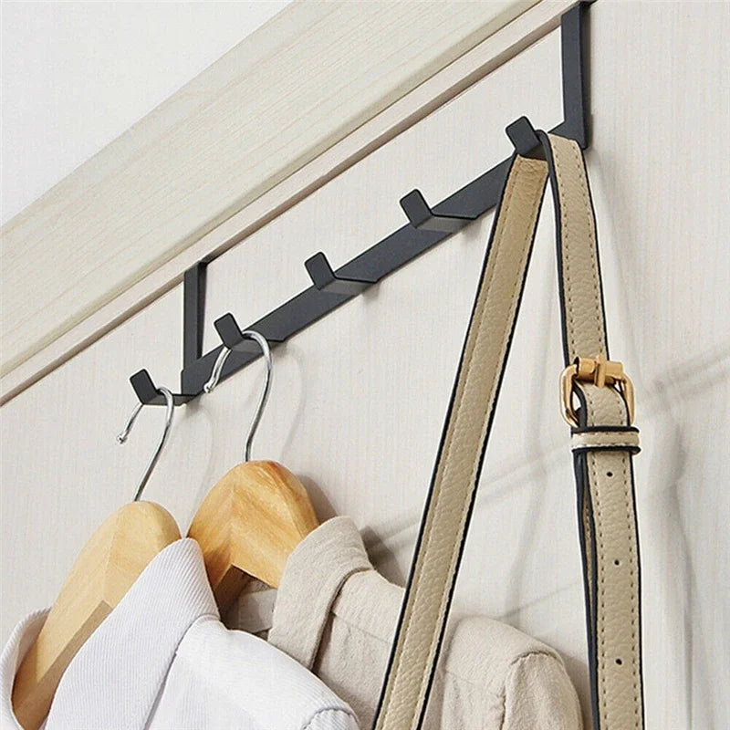 Over-The-Door Hooks - 5-Hook Storage Rack for Clothes, Coats, Hats & Towels