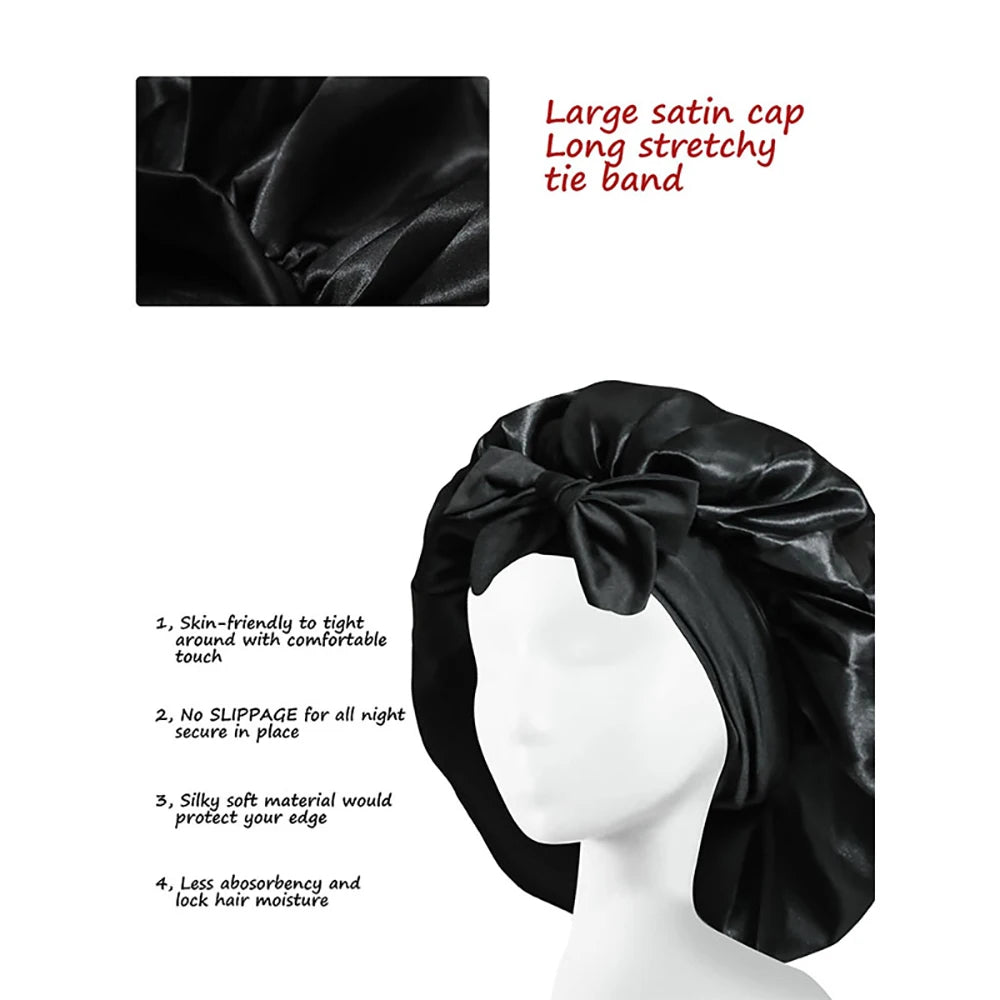 Satin Sleep Bonnet - Silk Hair Cap for Curly & Natural Hair
