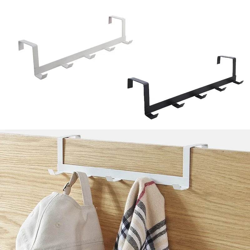 Over-The-Door Hooks - 5-Hook Storage Rack for Clothes, Coats, Hats & Towels
