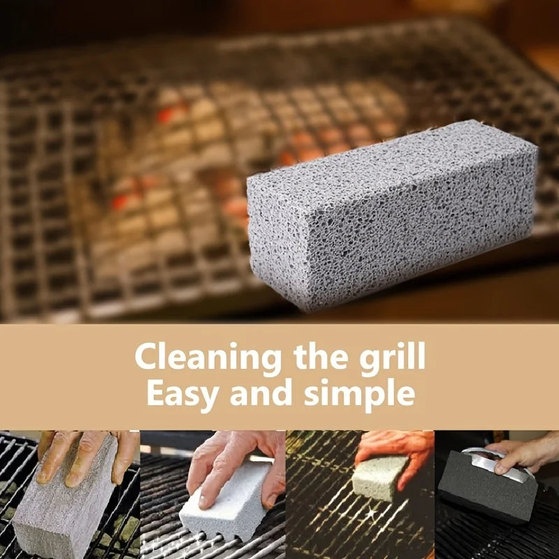 BBQ Grill Cleaning Brush Brick - Pumice Stone Block for Barbecue Rack & Outdoor Kitchen