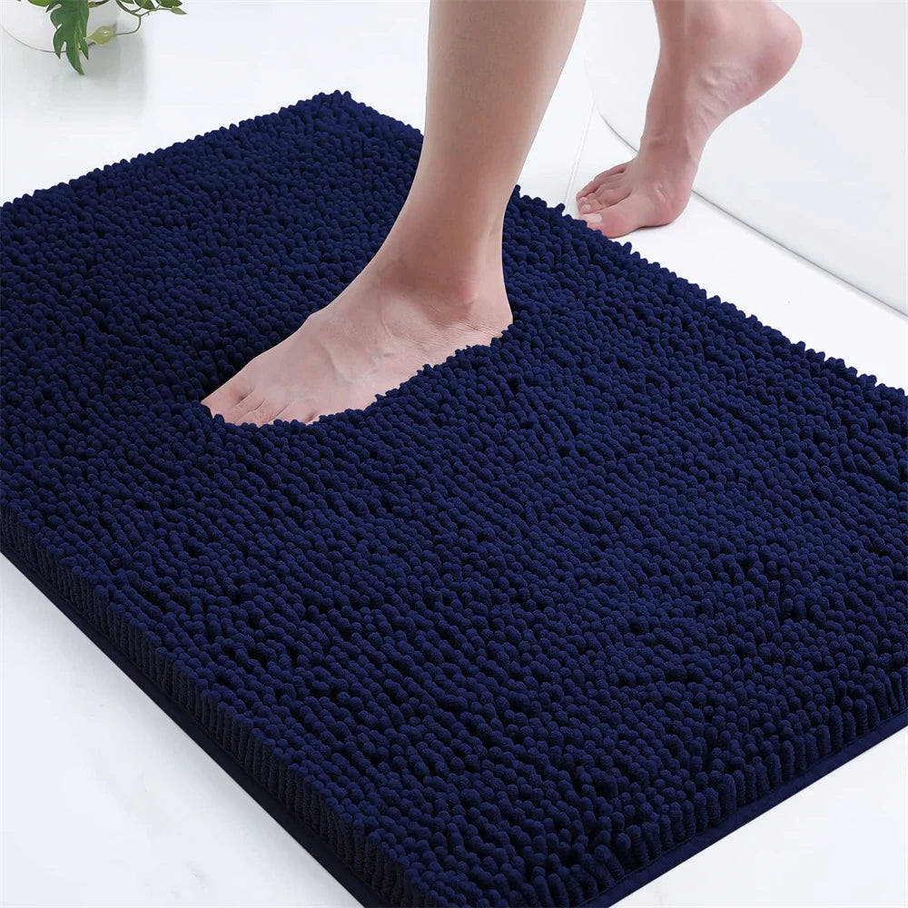 Ultra-Soft Chenille Bathroom Rug - Non-Slip Memory Foam Bath Mat with Anti-Slip Backing