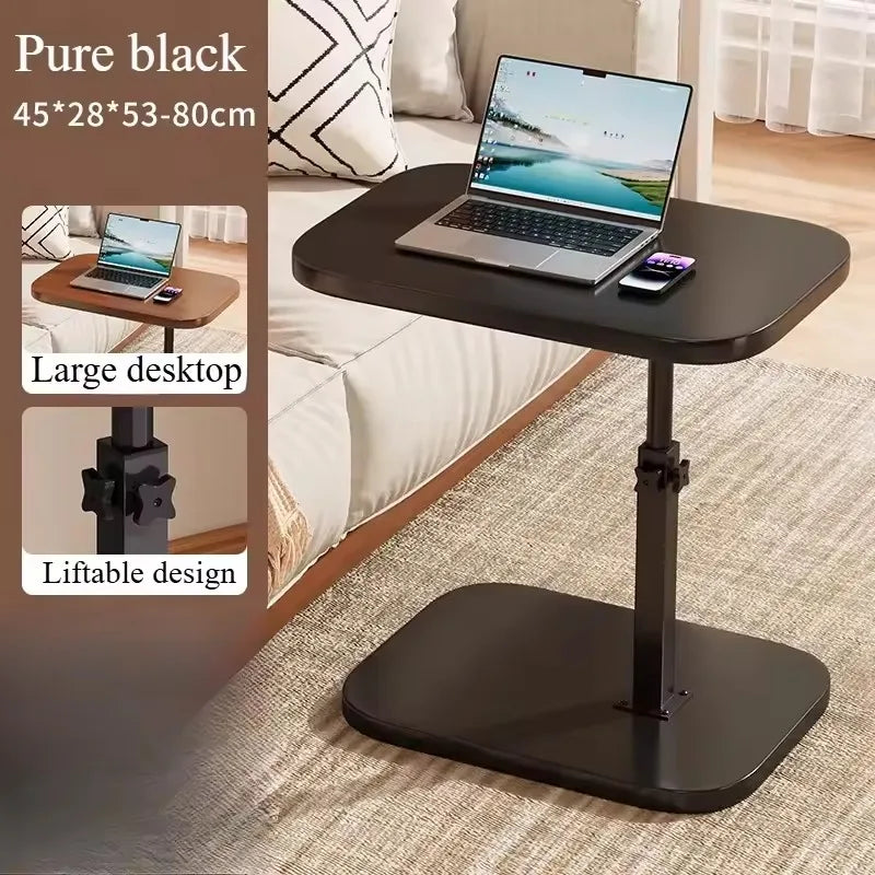 Adjustable Height Table - Portable Wooden Tabletop Sofa Side Table for Coffee, Office & Outdoor Use