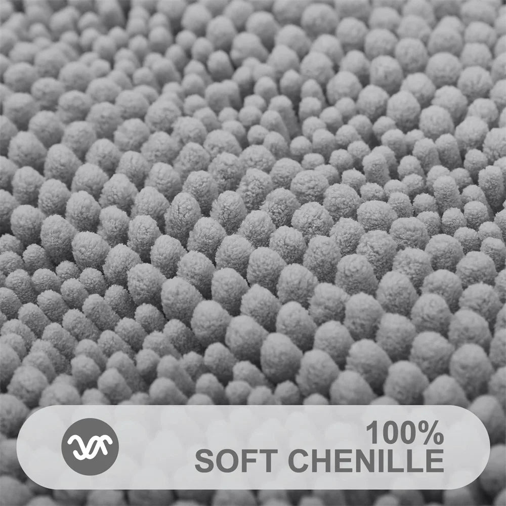 Ultra-Soft Chenille Bathroom Rug - Non-Slip Memory Foam Bath Mat with Anti-Slip Backing