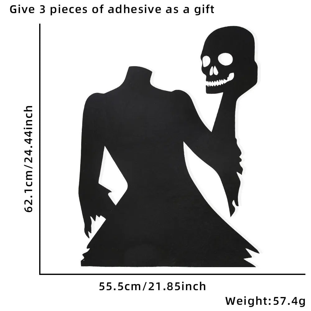 Halloween Window Clings & Door Stickers - Spooky Skeleton, Pumpkin & Witch Decor Set