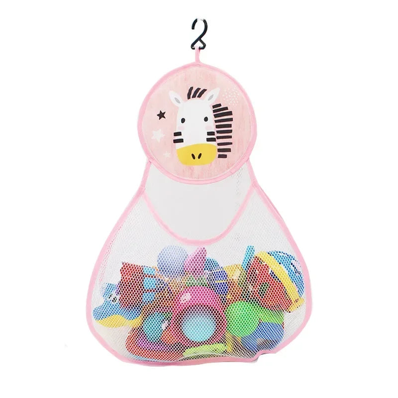 Kids Bath Toy Storage Bag — Waterproof Mesh Hanging Organizer with Cute Animal Prints