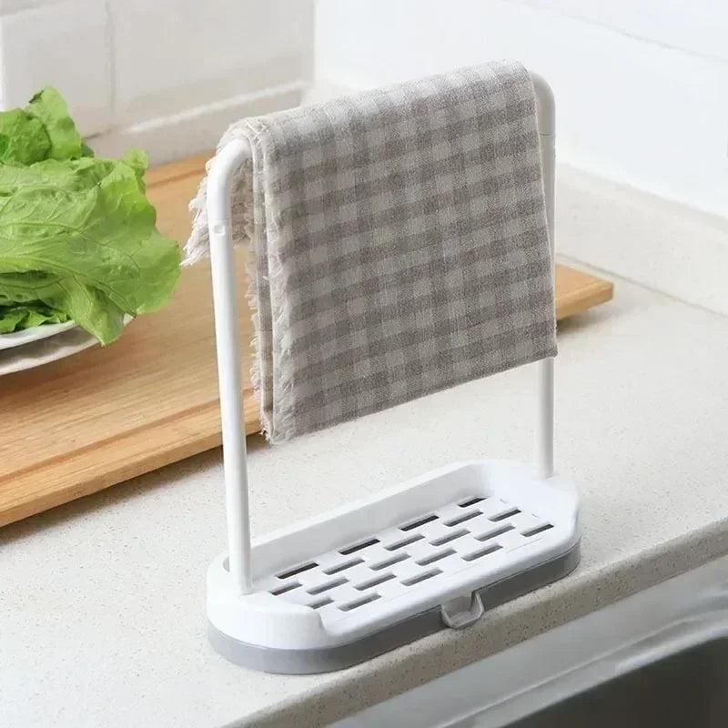 Kitchen Sink Organizer Rack - Sponge & Towel Holder with Soap Dispenser