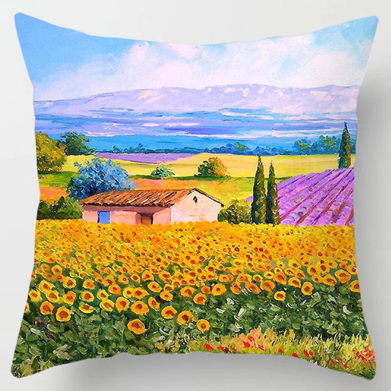 Lavender Pattern Throw Pillow Cover - Decorative Sofa Cushion Case for Living Room & Bedroom