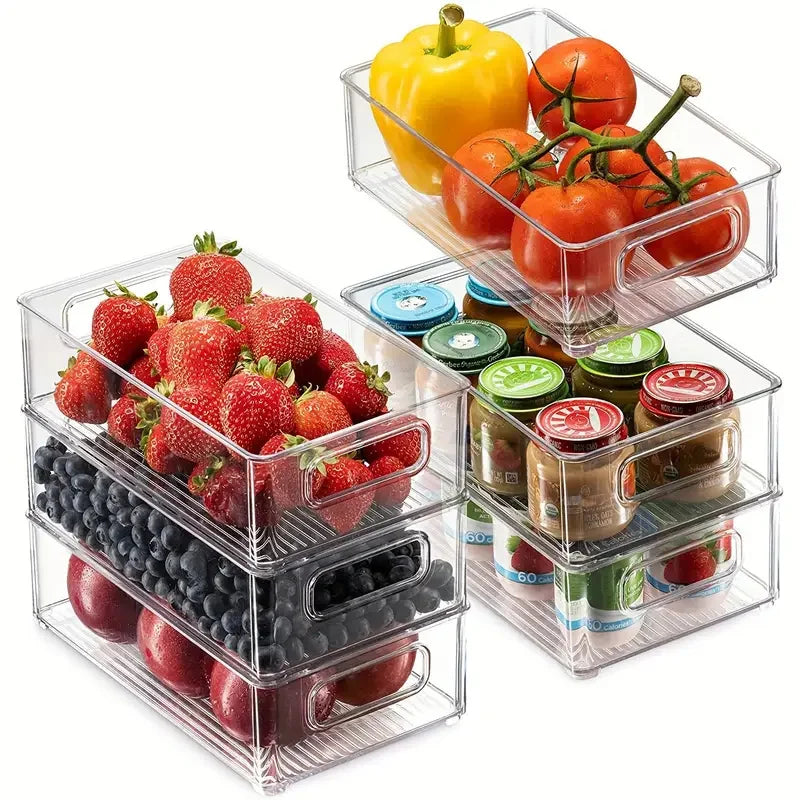 Clear Refrigerator Storage Bins - Keep Food Fresh & Organized