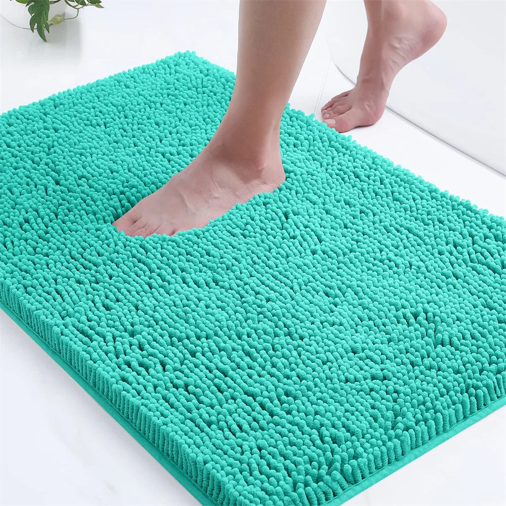 Ultra-Soft Chenille Bathroom Rug - Non-Slip Memory Foam Bath Mat with Anti-Slip Backing