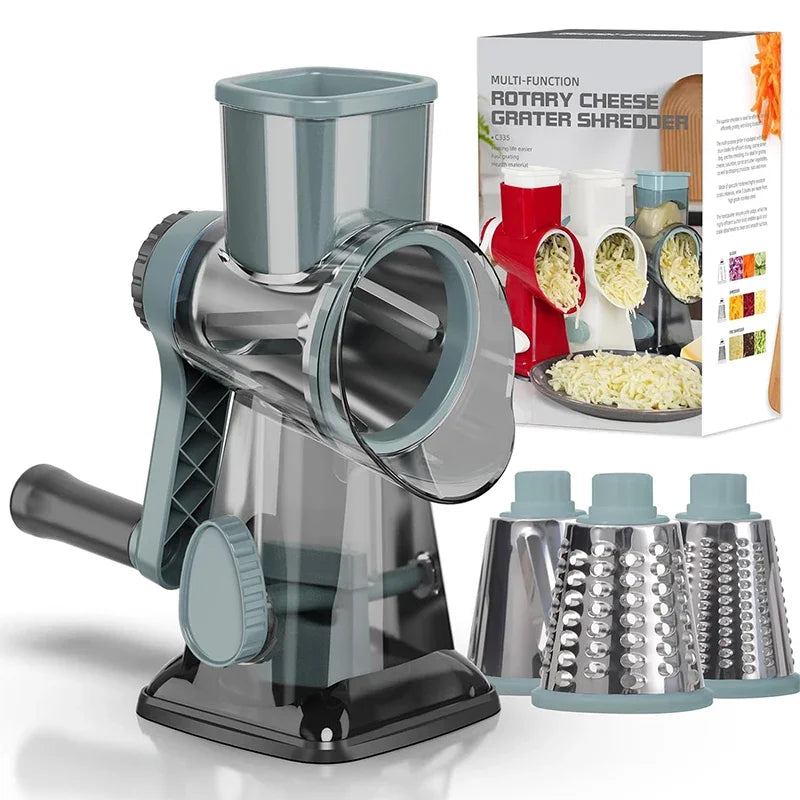 3-in-1 Rotary Grater & Slicer with Container