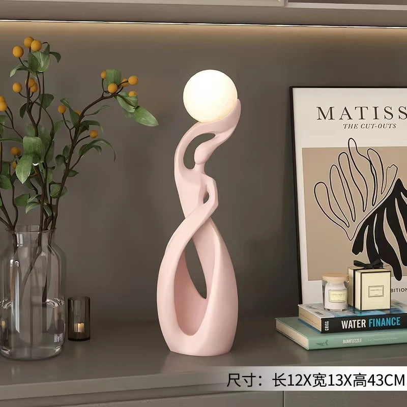 Nordic Abstract Art Sculpture - Luminous Floor Statue for Modern Living Room Decor