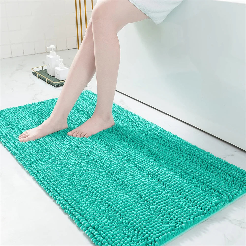 Ultra-Soft Chenille Bathroom Rug - Non-Slip Memory Foam Bath Mat with Anti-Slip Backing